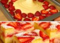Einfach traumhaft mit Pudding, saftiger Erdbeerkuchen schmeckt Wahnsinnig lecker