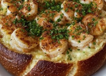 Gefüllte Meeresfrüchte-Brot-Schale