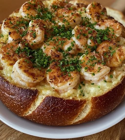 Gefüllte Meeresfrüchte-Brot-Schale