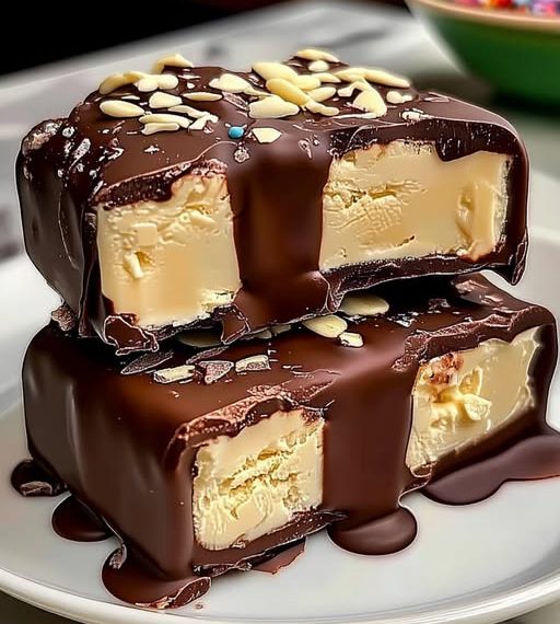 Selbstgemachte Eiscreme-Riegel mit Schokoladenüberzug