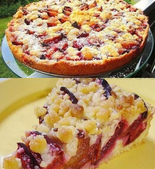 Zwetschgenkuchen mit Zimtstreuseln in 5 Minuten bereit für den Ofen