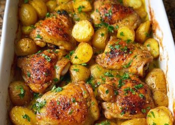 Ofenhähnchen mit Gewürzkartoffeln & Kräutern