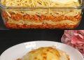 Gebackene Spaghetti mit Hackfleisch und Speck