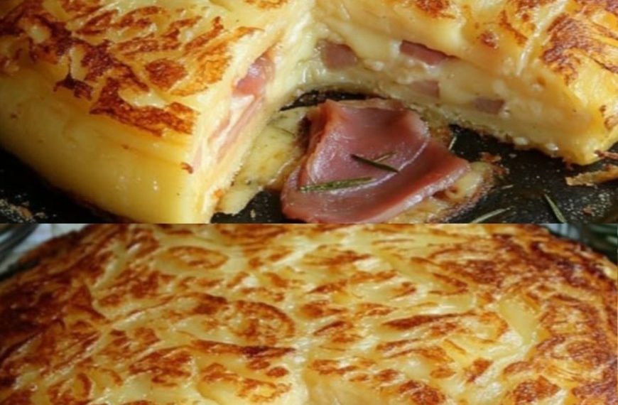 Kartoffelpuffer gefüllt mit Schinken und Käse