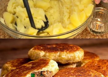 Mit Fleisch gefüllte Kartoffelpuffer
