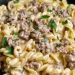 Cremige Alfredo Pasta mit Hackfleisch