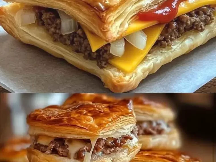 Diese Cheeseburger Blätterteigtaschen haben nicht mal 10 Minuten überlebt!