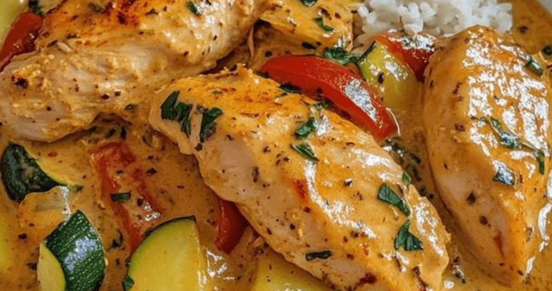 Paprika-Zucchini-Sahne-Hähnchen