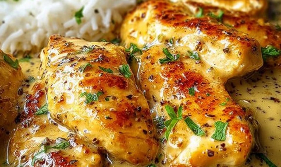 Hähnchenpfanne in Honig-Senfsauce