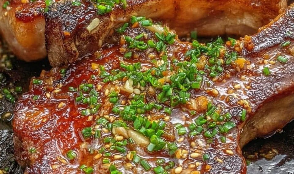 Schweinekoteletts mit Knoblauch & braunem Zucker