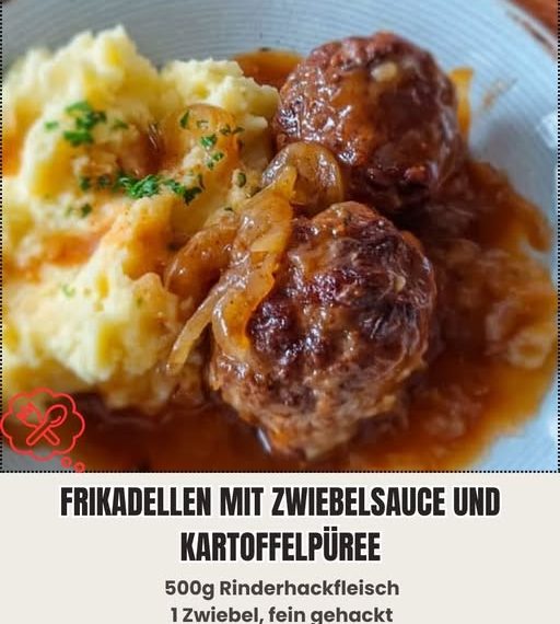 Frikadellen mit Zwiebelsauce und Kartoffelpüree