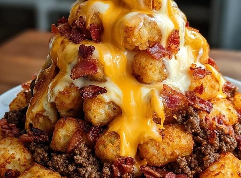 Bacon Cheeseburger Stuffed Tater Tot Cones