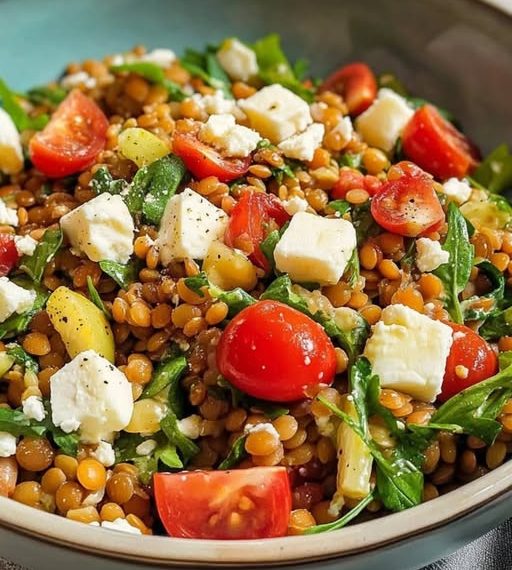 Rote-Linsen-Salat mit Schafskäse – Frisch, leicht & sättigend!