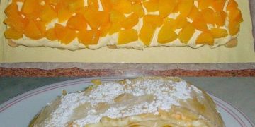 Achtung, Suchtfaktor, Blitz Pfirsichstrudel mit Puddingcreme